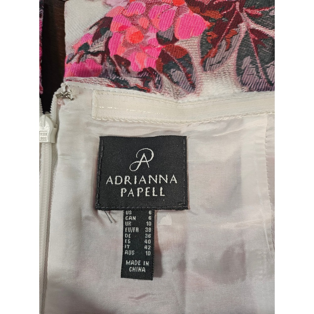 Adrianna Papell Dress Size 6 Floral Sheer Jacquard Off Shoulder Pink Multi - Picture 5 of 15